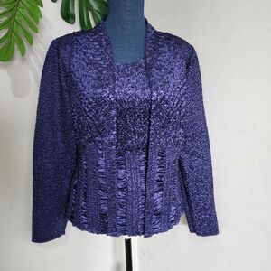 Vintage Purple Stretch Textured Popcorn Bubble Tank & Jacket